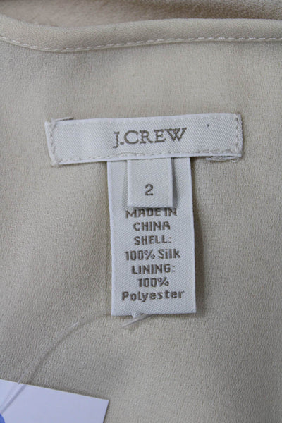 J Crew Womens Camisole Beige 100% Silk Round Neck Sleeveless Size 2