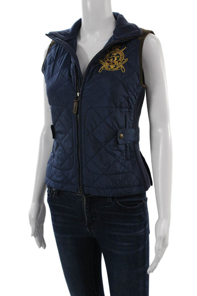Ralph Lauren Sport Women Quilted Vest Dark Blue Petite Size S