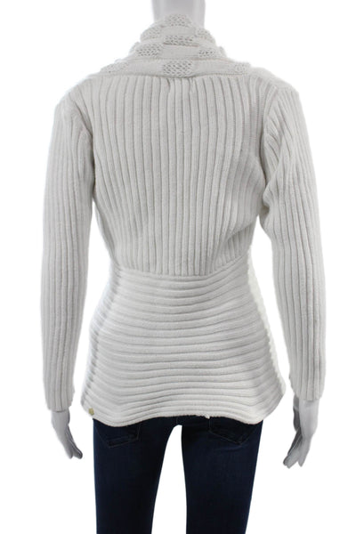 Pure Handknit Unisex Bohemian White Cotton Cardigan Long Sleeve Size XS