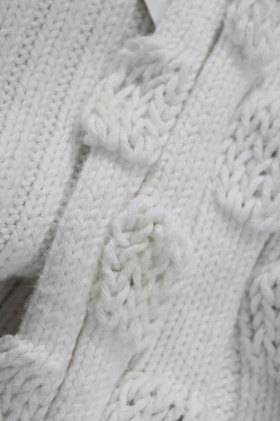 Pure Handknit Unisex Bohemian White Cotton Cardigan Long Sleeve Size XS