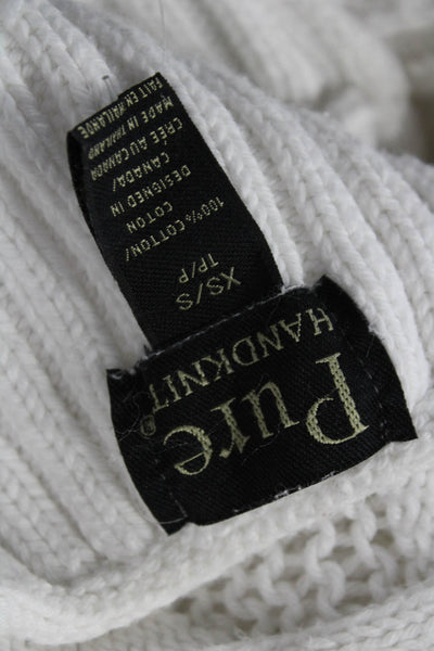 Pure Handknit Unisex Bohemian White Cotton Cardigan Long Sleeve Size XS