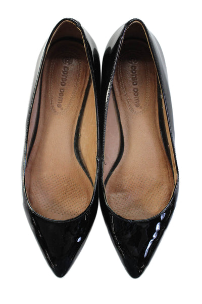 Corso Como Womens Slip On Pointed Toe Patent Leather Ballet Flats Black Size 6