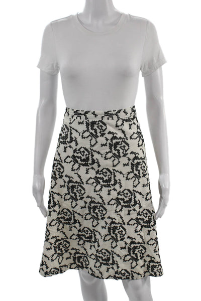 Michael Michael Kors Women A-Line Black Cotton Knee Length Skirt Size 12