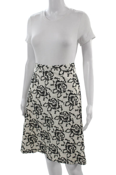 Michael Michael Kors Women A-Line Black Cotton Knee Length Skirt Size 12