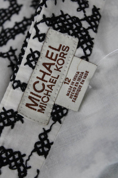Michael Michael Kors Women A-Line Black Cotton Knee Length Skirt Size 12