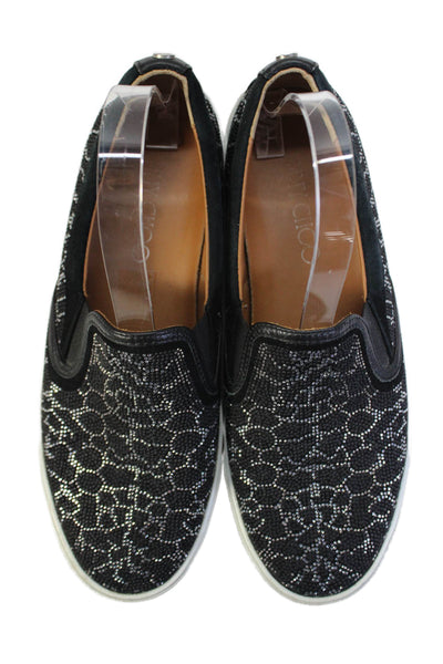 Jimmy Choo Womens Studded Leather Low Top Sneakers Black Size 39.5 9.5