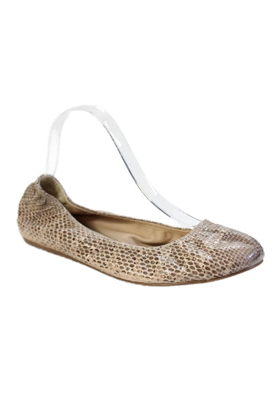 Lanvin Womens Animal Print Slip On Flats Taupe Size 39.5 9.5
