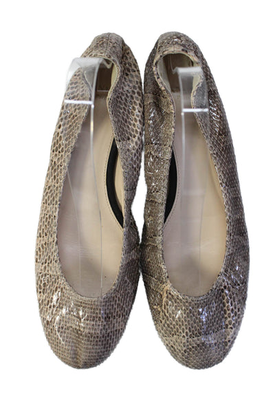 Lanvin Womens Animal Print Slip On Flats Taupe Size 39.5 9.5