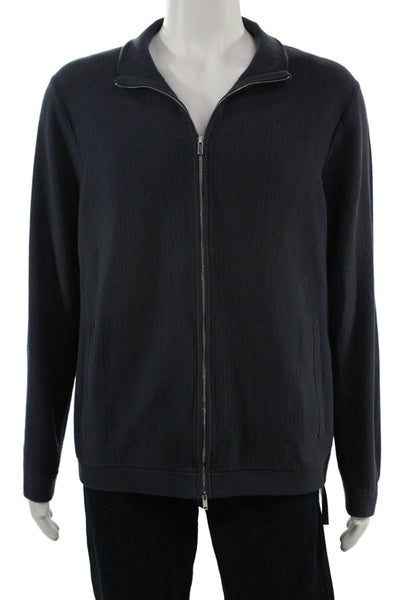 Theory Men Windbreaker Dark Blue Cotton Mock Neck Zip Long Sleeve Size XL