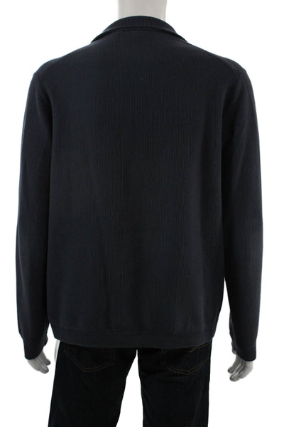Theory Men Windbreaker Dark Blue Cotton Mock Neck Zip Long Sleeve Size XL