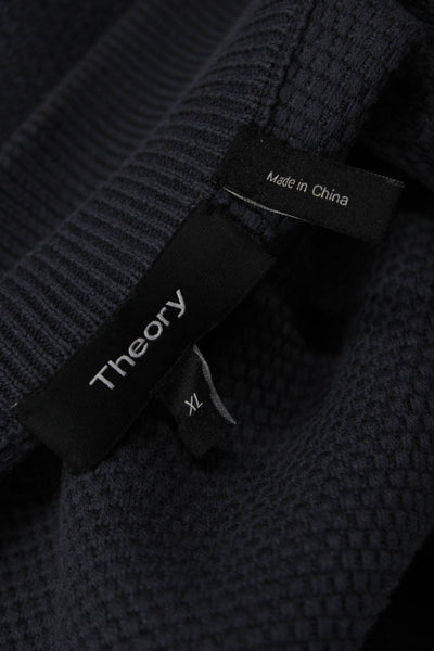 Theory Men Windbreaker Dark Blue Cotton Mock Neck Zip Long Sleeve Size XL