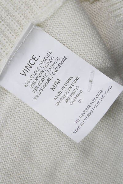Vince Unisex White Long Sleeve Cardigan Cashmere Blend Size M
