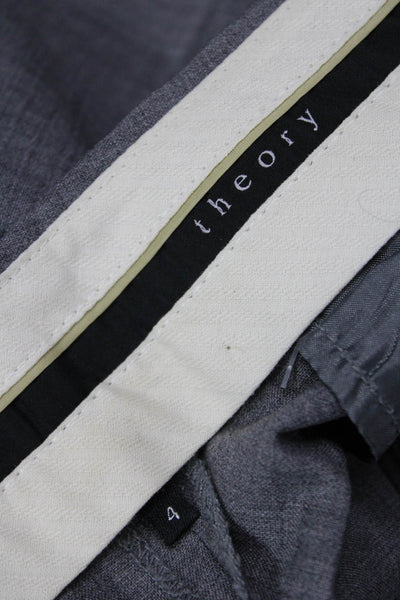 Theory Women Dress Pants Gray Cotton Blend Inseam 26 Size 4