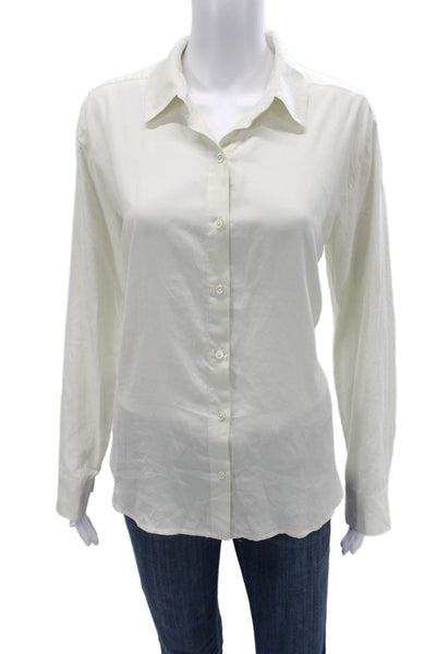 James Perse Womens White Collared Basic Button-Up Long Sleeve Top Size 2