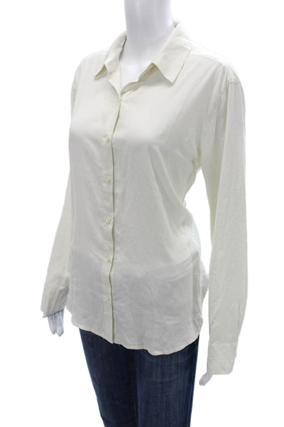 James Perse Womens White Collared Basic Button-Up Long Sleeve Top Size 2