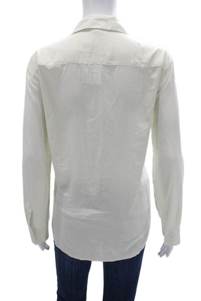 James Perse Womens White Collared Basic Button-Up Long Sleeve Top Size 2