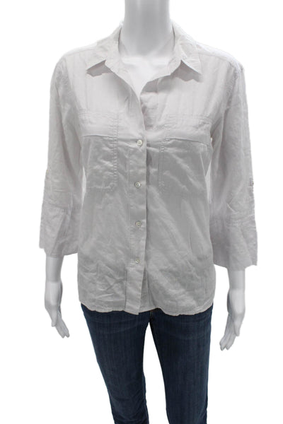 Standard James Perse Womens White Collared Button-Up 3/4 Sleeve Top Size 2