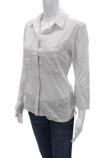 Standard James Perse Womens White Collared Button-Up 3/4 Sleeve Top Size 2