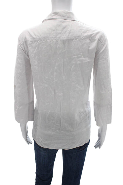 Standard James Perse Womens White Collared Button-Up 3/4 Sleeve Top Size 2