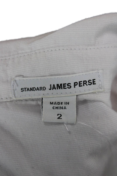 Standard James Perse Womens White Collared Button-Up 3/4 Sleeve Top Size 2