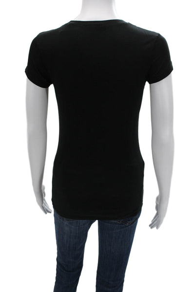 Vince Women Basic Black T-Shirt Crew Neck Short Sleeve Cotton Spandex Size S