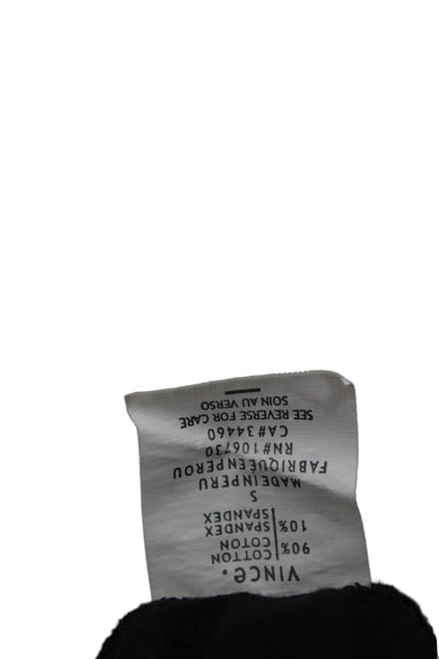 Vince Women Basic Black T-Shirt Crew Neck Short Sleeve Cotton Spandex Size S