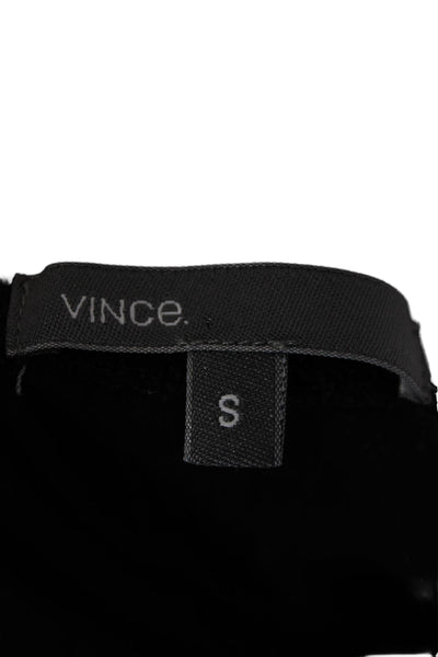 Vince Women Basic Black T-Shirt Crew Neck Short Sleeve Cotton Spandex Size S