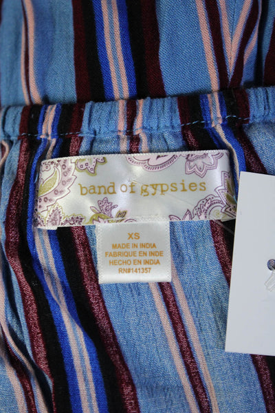 Band of Gypsies Womens Blue Striped Jumpsuit Size XS
