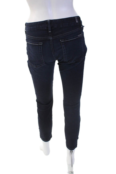7 For All Mankind Womens Ankle Skinny Jeans Dark Blue Size 27