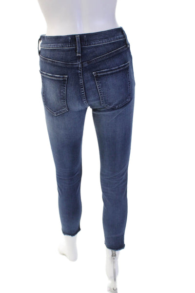 Agolde Womens Cropped Ankle Skinny Jeans Dark Blue Mid Rise Size 26