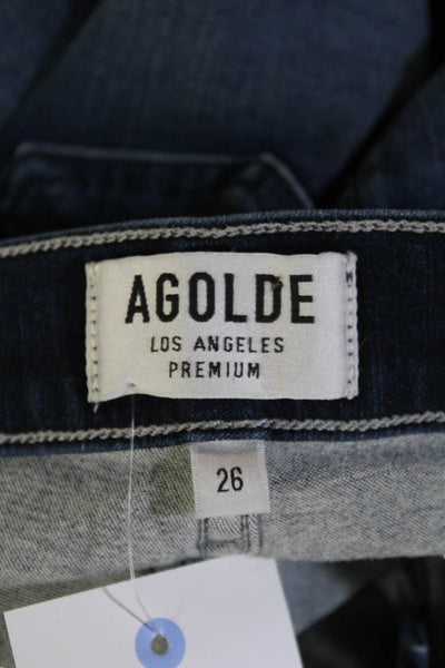 Agolde Womens Cropped Ankle Skinny Jeans Dark Blue Mid Rise Size 26