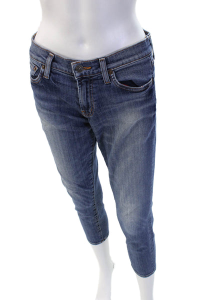 Red Engine Womens Blue Ankle Cropped Jeans Mid Rise Cotton Blend Size 27