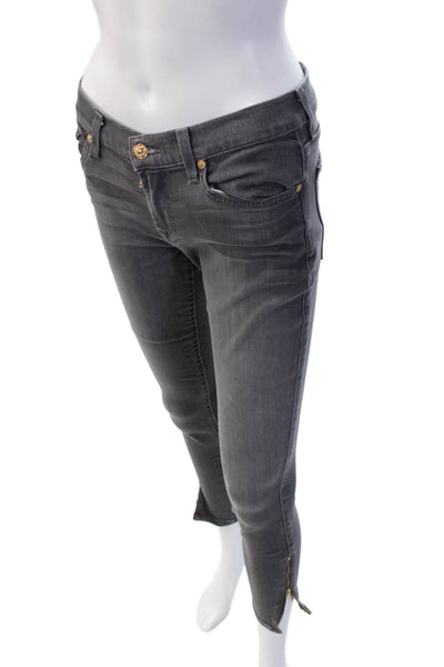 7 For All Mankind Women Dark Gray Ankle Skinny Jeans Mid Rise Size 27
