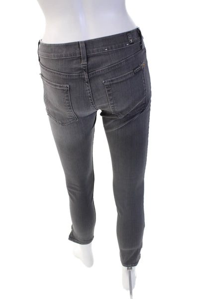 7 For All Mankind Women Dark Gray Ankle Skinny Jeans Mid Rise Size 27