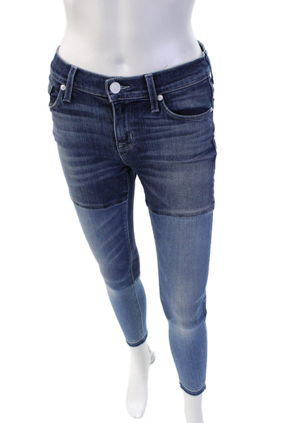 Hudson Womens Cropped Skinny Jeans Dark Blue Button Size 25