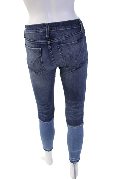 Hudson Womens Cropped Skinny Jeans Dark Blue Button Size 25