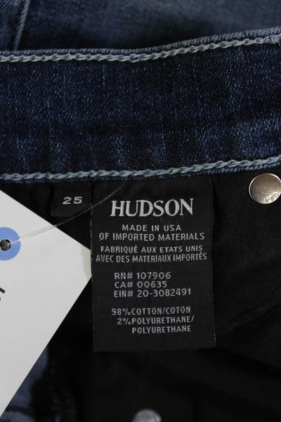 Hudson Womens Cropped Skinny Jeans Dark Blue Button Size 25