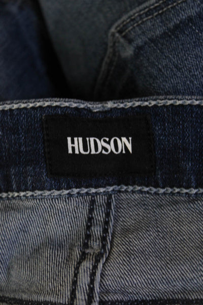 Hudson Womens Cropped Skinny Jeans Dark Blue Button Size 25
