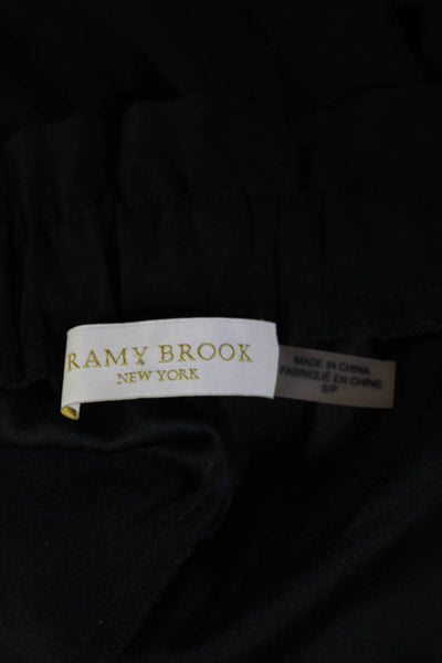 Ramy Brook Women Paperbag Ankle Petite Pants Black Wool Drawstring Size S