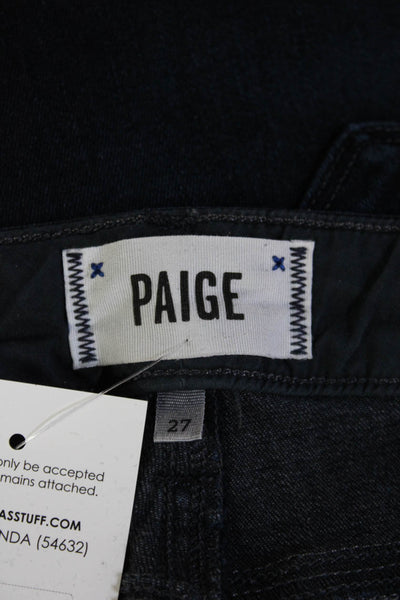 Paige Womens Skinny Ankle Jeans Dark Blue Mid Rise Button Size 27