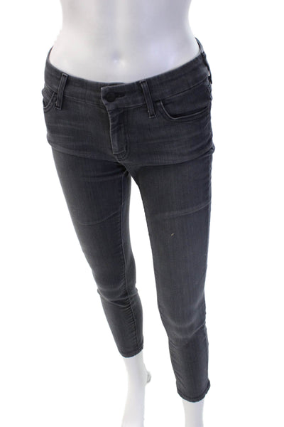 Koral Womens Dark Gray Skinny Ankle Jeans Midrise Button Cotton Stretch Size 27