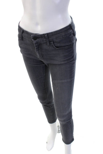 Koral Womens Dark Gray Skinny Ankle Jeans Midrise Button Cotton Stretch Size 27