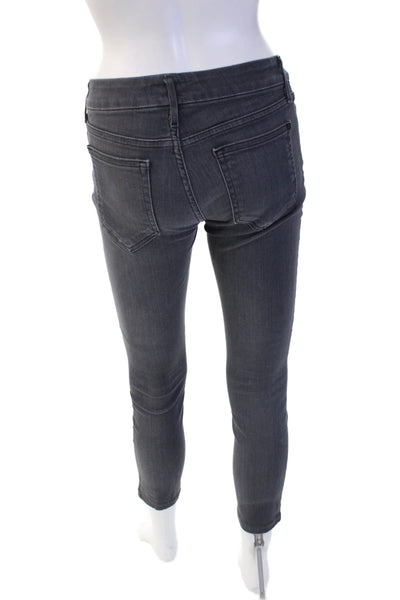 Koral Womens Dark Gray Skinny Ankle Jeans Midrise Button Cotton Stretch Size 27
