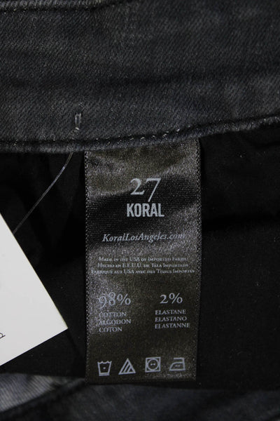 Koral Womens Dark Gray Skinny Ankle Jeans Midrise Button Cotton Stretch Size 27