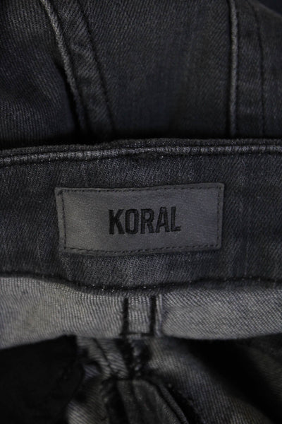 Koral Womens Dark Gray Skinny Ankle Jeans Midrise Button Cotton Stretch Size 27