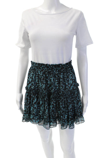 Misa Womens Peasant Mini Skirt Black Paisley 100% Polyester Size S