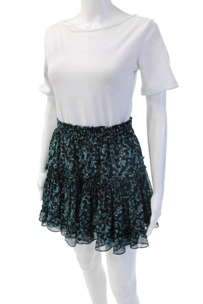 Misa Womens Peasant Mini Skirt Black Paisley 100% Polyester Size S
