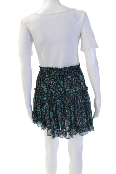 Misa Womens Peasant Mini Skirt Black Paisley 100% Polyester Size S