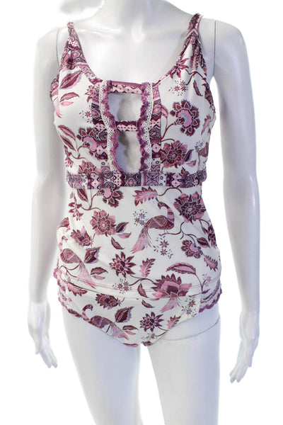 Becca by Rebecca Virtue Womens One Piece Floral Bird Print Swimsuit Size M