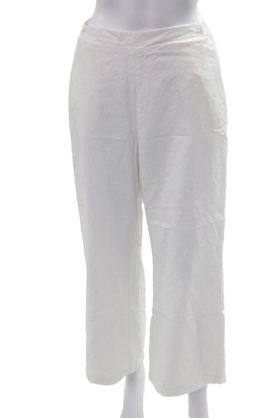 Almina Womens White Cropped Tencel Linen Pants Drawstring Beach Size M